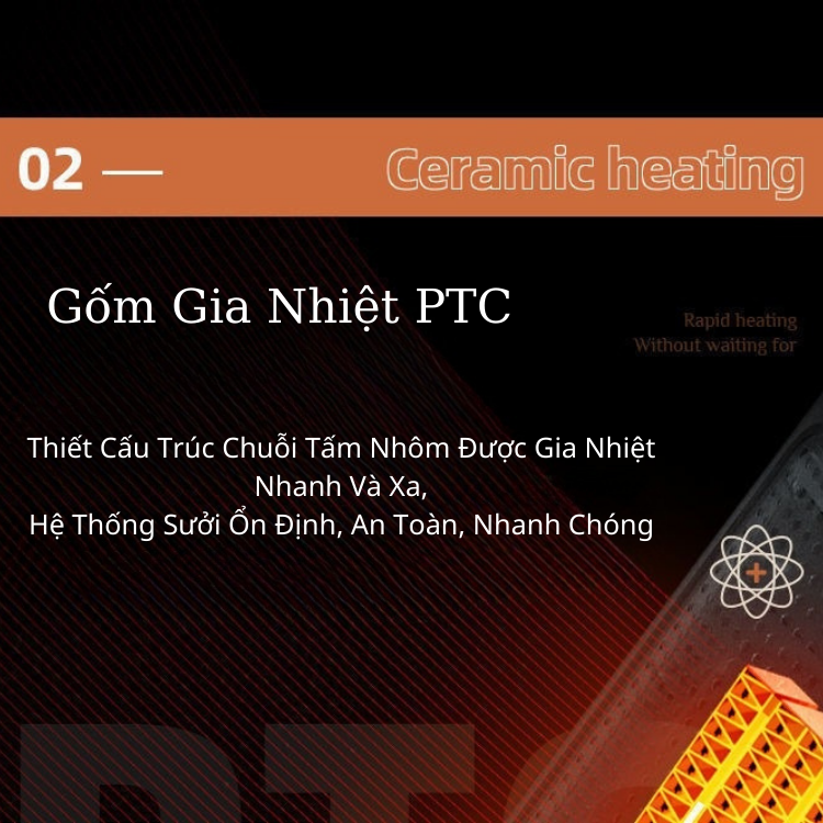 Quạt Sưởi Gốm HE-2022 Có Điều Khiển Từ Xa, Màn Hình Led Cảm Ứng, Quạt Sưởi Ấm Mùa Đông 