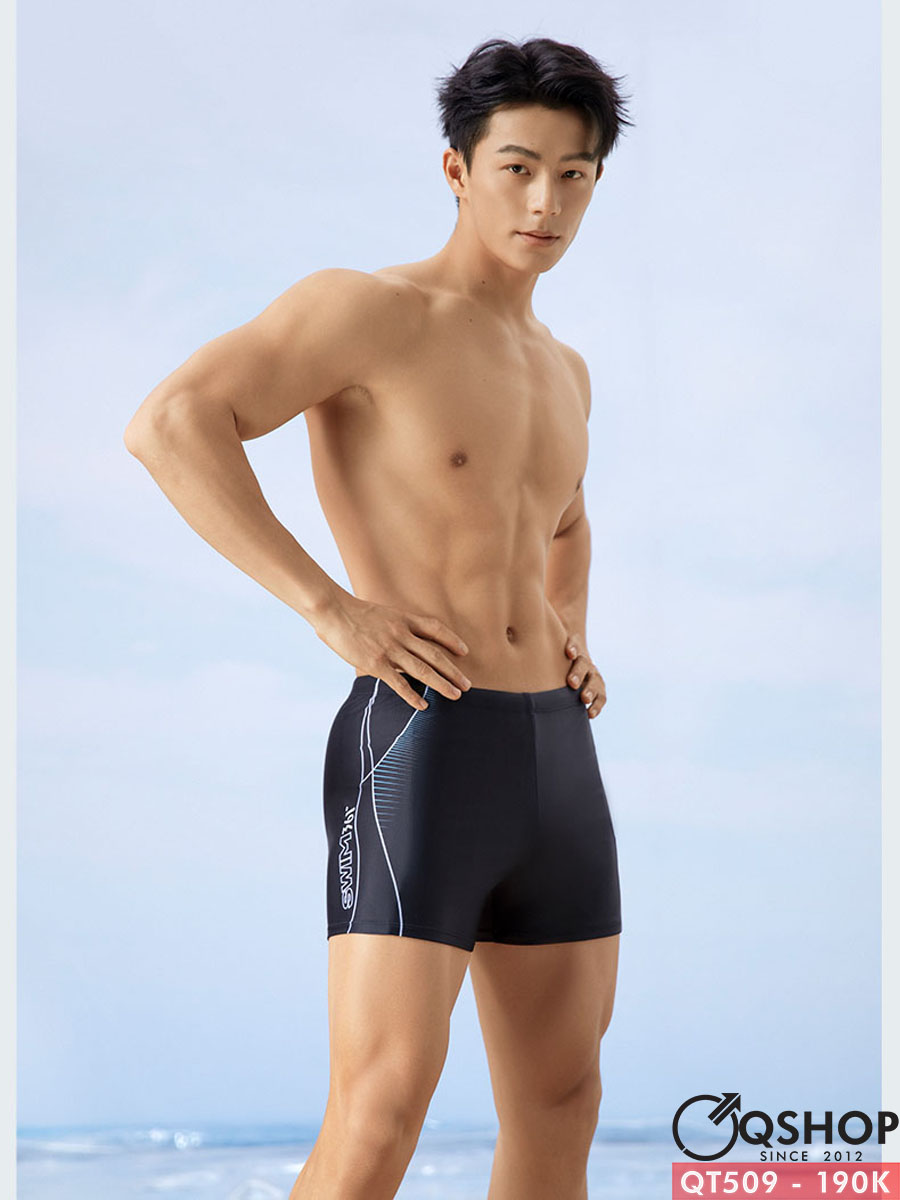 Quần bơi boxer nam màu đen đơn giản QSHOP QT509