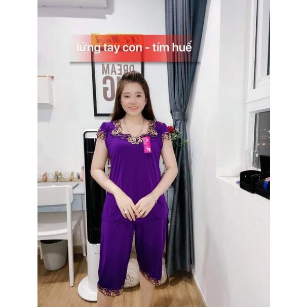 Đồ Bộ Thun Lạnh Phối Ren Lửng Tay Con
