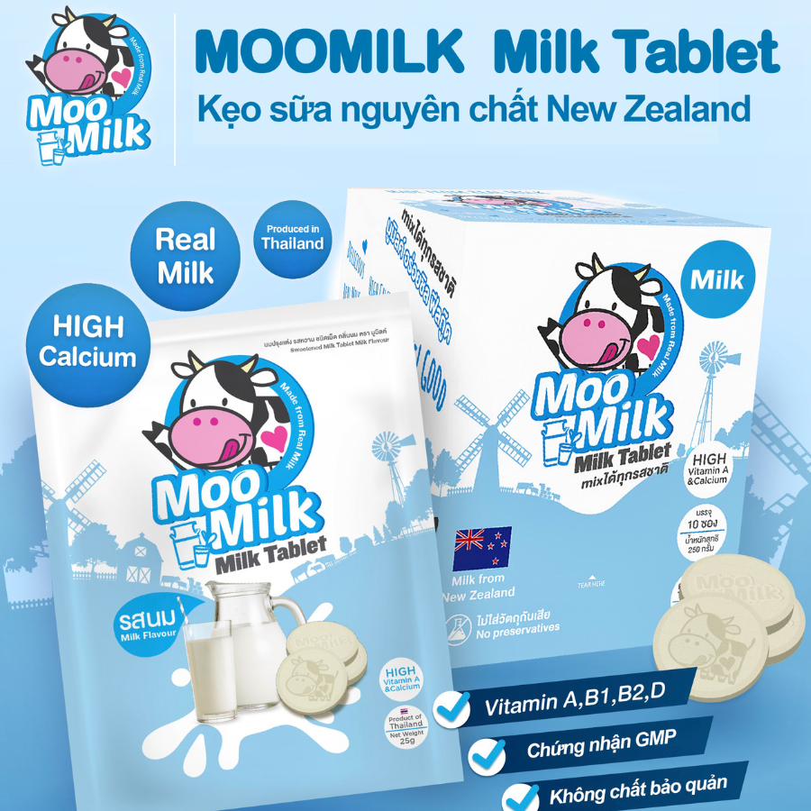 Kẹo Sữa Bò Moo Milk – Thơm Ngon, Bổ Dưỡng Từ Sữa New Zealand - Gói 25g [Hàng Thái Lan