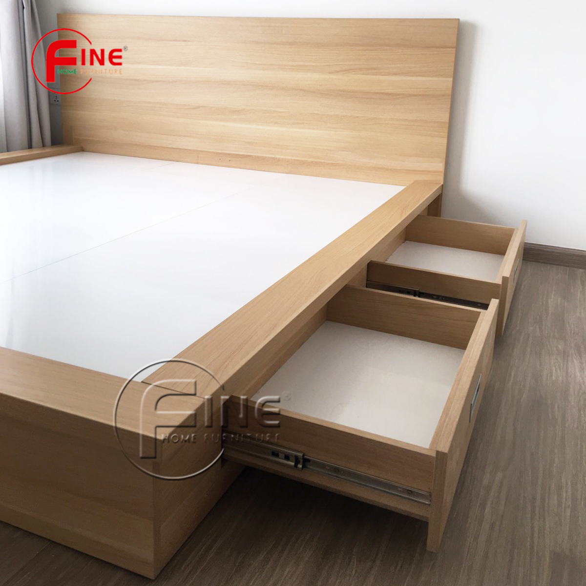 Giường Phong Cách Nhật Bản Có Hộc Kéo Cao Cấp Sang Trọng FINE FG215 Kích Thước 1m6