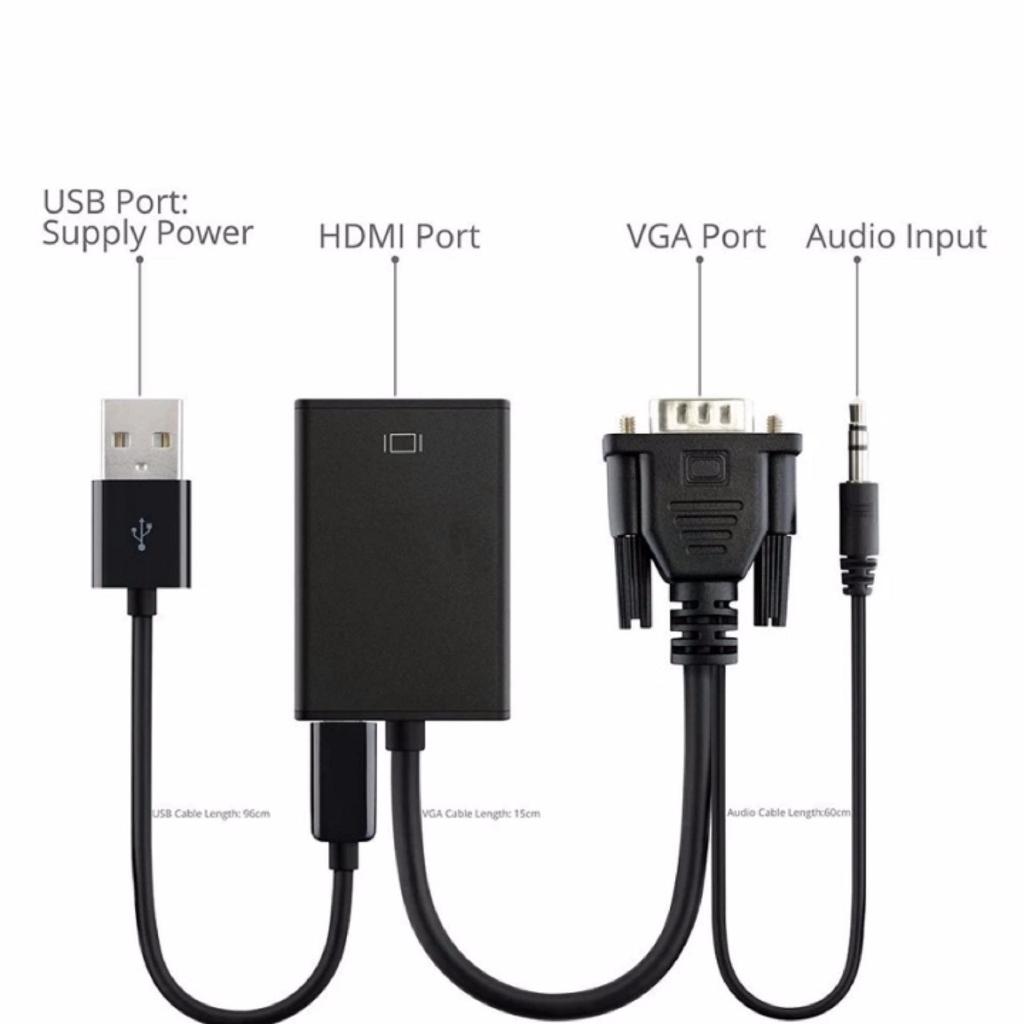 Cáp chuyển đổi từ VGA sang HDMI cáp VGA TO HDMI CÓ ÂM THANH