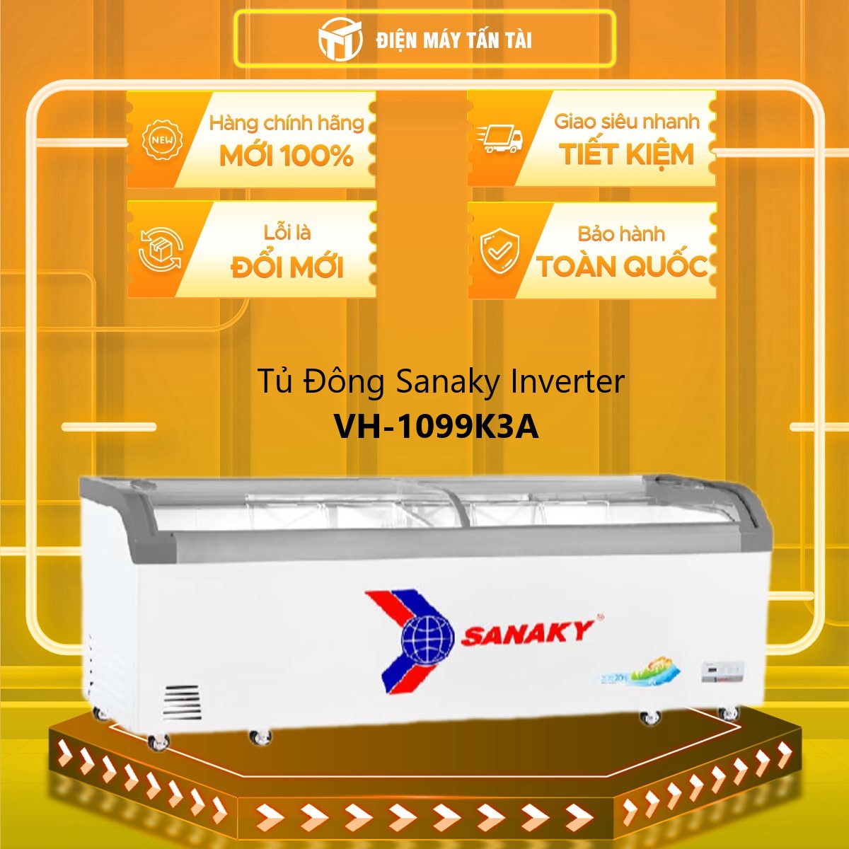 TỦ ĐÔNG TRƯNG BÀY KEM INVERTER SANAKY 750 LÍT VH-1099K3A ĐỒNG (R290) (HÀNG CHÍNH HÃNG) (CHỈ GIAO HCM)