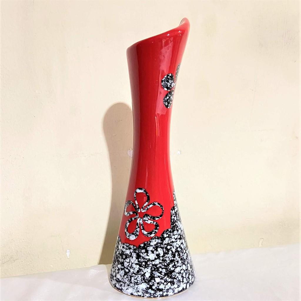 Bình Hoa Vẹo Sứ Bát Tràng Vân Đá Cao 25cm
