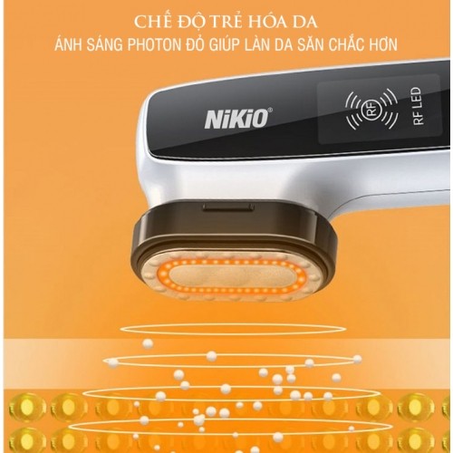 Máy Massage Mặt Và Nâng Cơ Mặt Nikio NK-128 - Công Nghệ Điện Di RF và EMS, Photon Xanh và Đỏ Chườm Nóng Và Lạnh - Hỗ Trợ Đẩy Tinh Chất, Giảm Nếp Nhăn, Tăng Sinh Collagen, Trẻ Hóa Da