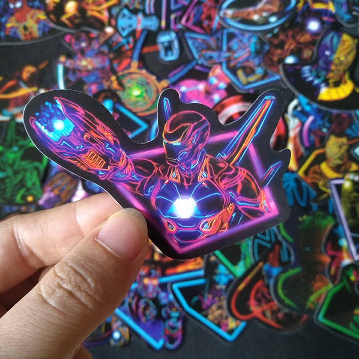 Bộ Sticker dán cao cấp chủ đề AVENGERS PHONG CÁCH ĐÈN NEON - Dùng dán Xe, dán mũ bảo hiểm, dán Laptop...