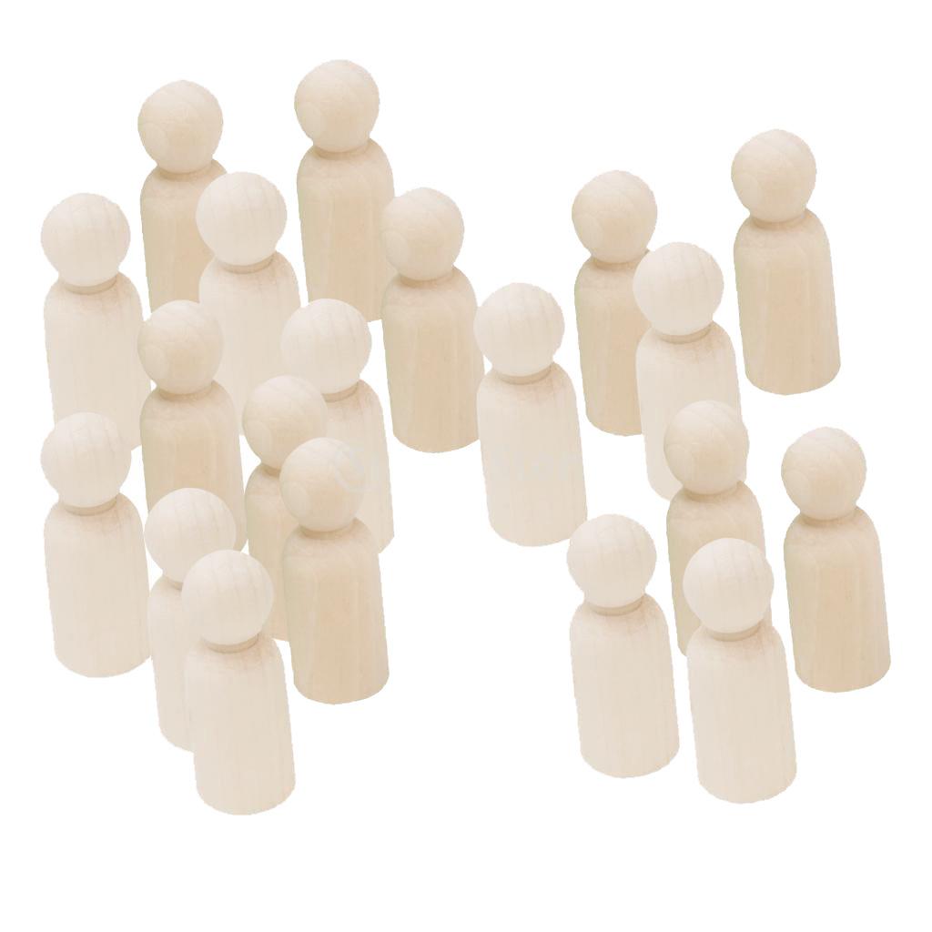 Set 20 Búp Bê Gỗ Màu Trơn Dùng Trang Trí Bánh Kem DIY
