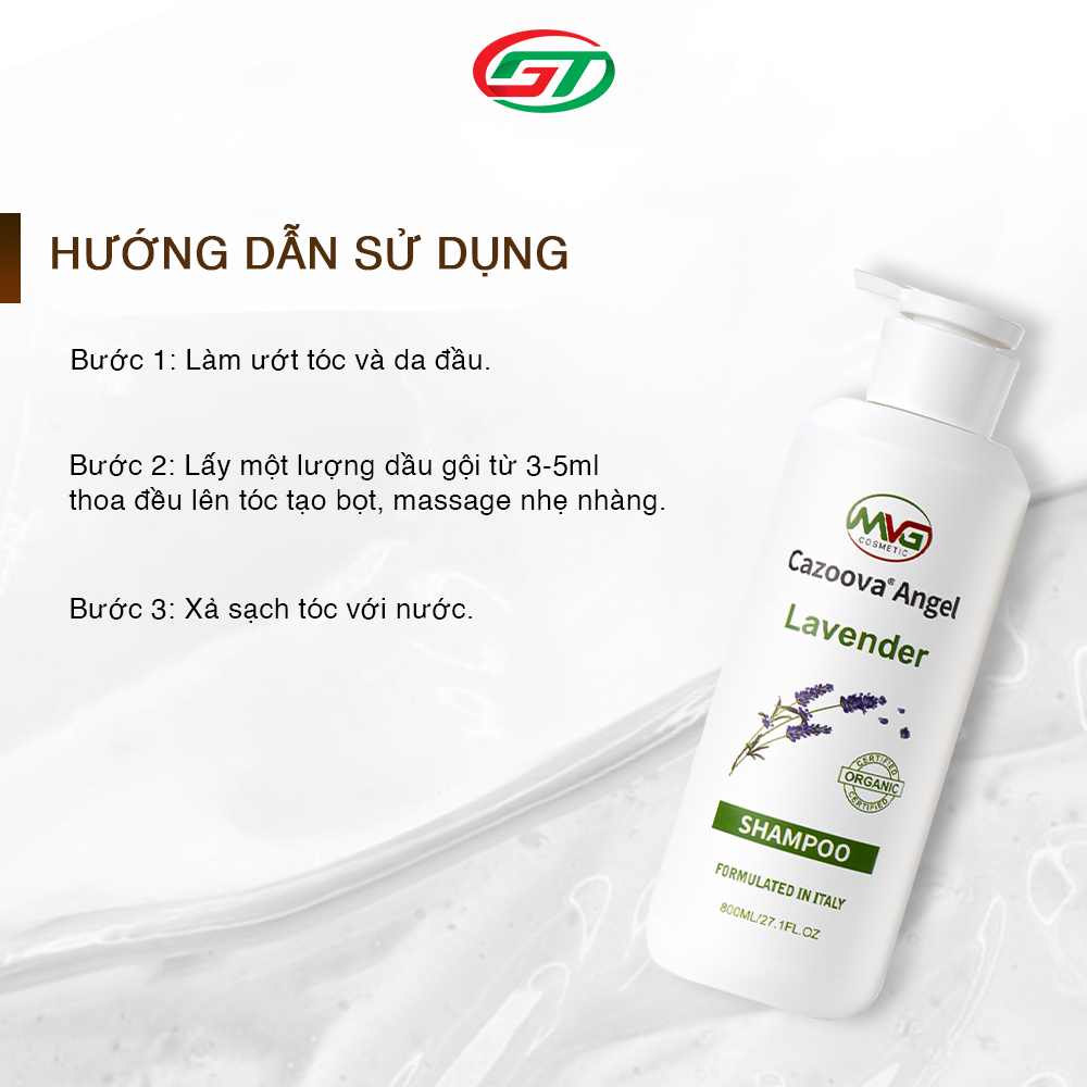 Dầu gội đầu Sạch Gàu, Phục Hồi Hư Tổn giảm thiểu tóc gãy rụng Cazoova Lavender 800ML