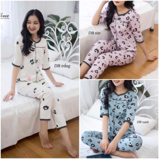 Đồ bộ mặc nhà 3 màu ren ngang ảnh thật