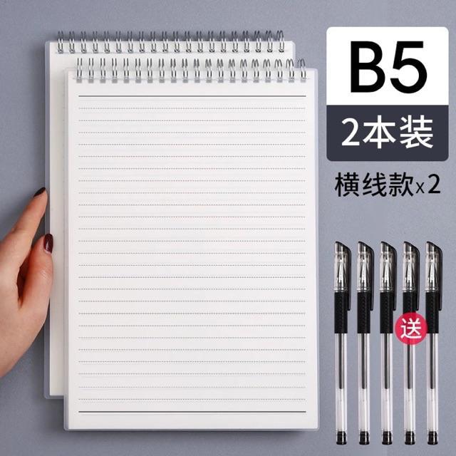 Sổ lò xo mở dọc size A5, B5, A4 ruột line, grid 80 tờ tặng kèm stickers