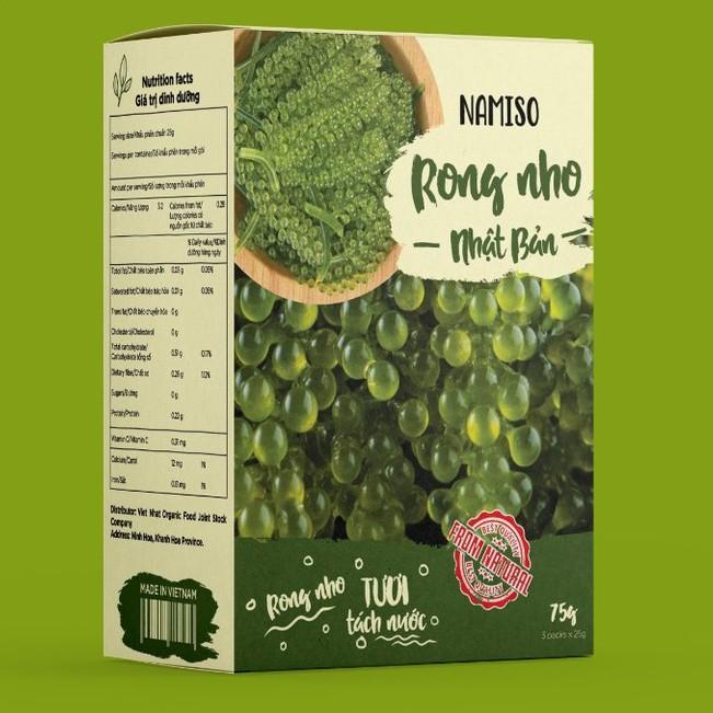 Rong nho tách nước Organic, rong nho tách nước  cao cấp hộp 3 gói