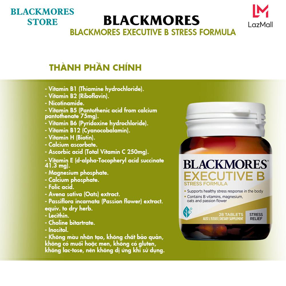 Viên Uống Giám Stress Blackmores Executive B Stress Formula, Giúp Tăng Trí Nhớ, Khả Năng Tập Trung, Nhập Úc, 125 Viên