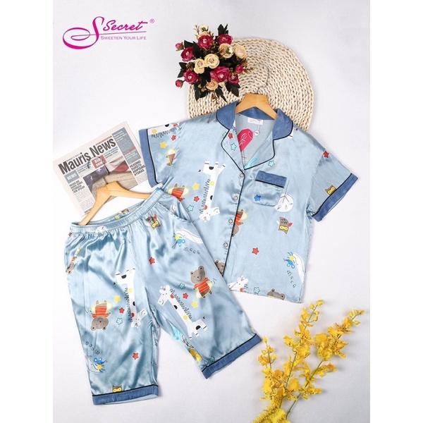 Đồ Bộ Mặc Nhà Pijama Nữ Tay Ngắn Cao Cấp - Đồ Ngủ Lụa SXH2127