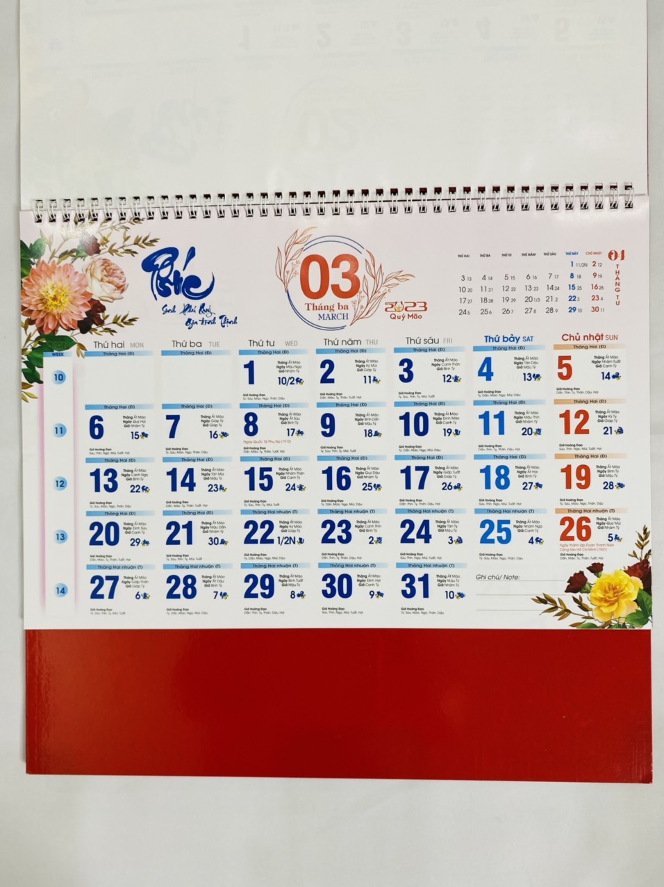 Lịch Treo Tường 2023 - Lịch Âm Dương 12 tờ 30x40cm Mỗi Tháng Là 1 Tờ, Lịch Tết 2023 QUÝ MÃO