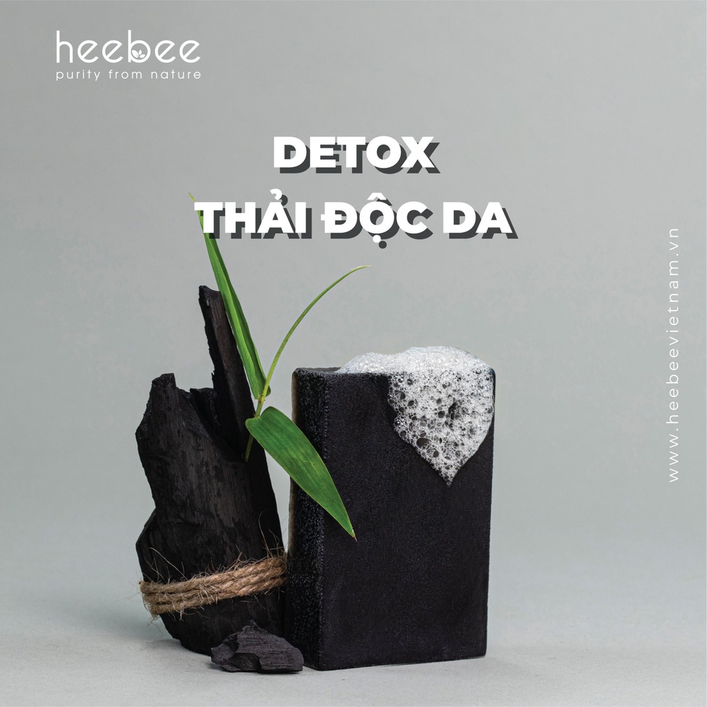 Xà Bông Tắm Than Tre Hoạt Tính Heebee Detox, Thải Độc Da  – Bamboo Charcoal Natural Soap Bar 100gr