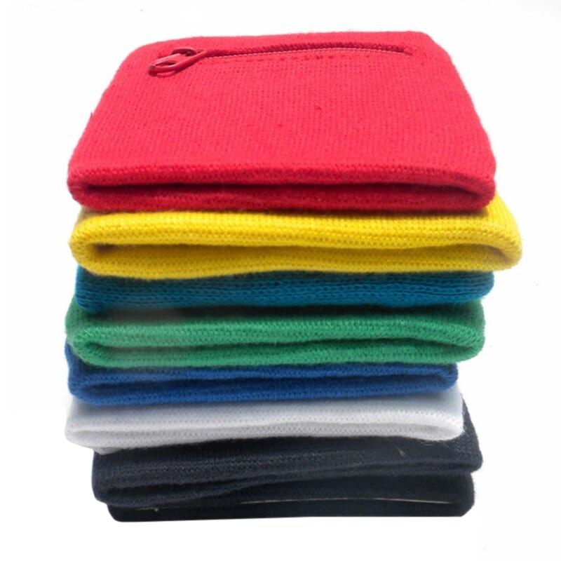 Zipper Pocket Sport Wristband Wrist Bracer Wrap Straps Bandage Gym Running Cycling Cotton Wristbands Support Wallets Key Bag