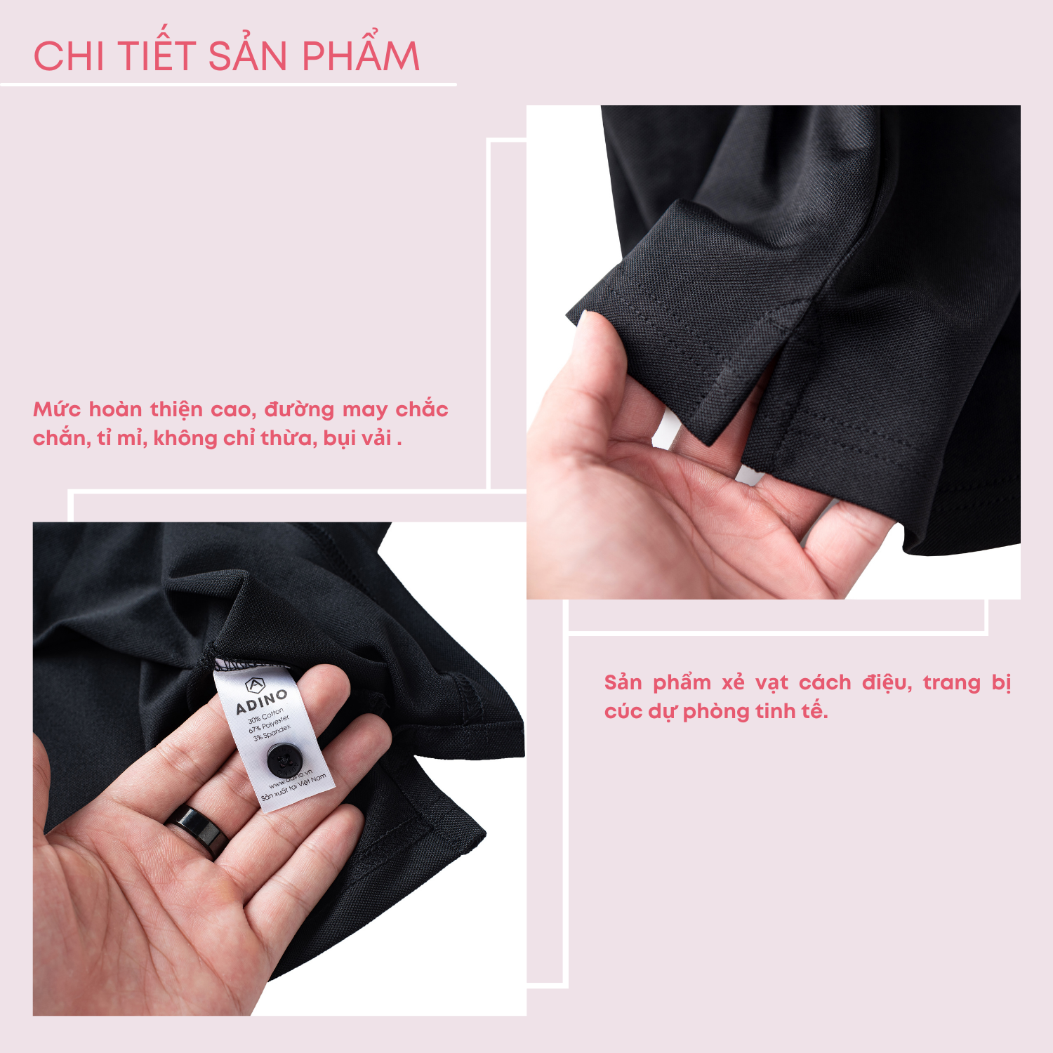 Áo polo nữ màu đen phối viền ADINO vải polyester cotton không bai xù dáng slimfit công sở hơi ôm trẻ trung APN05