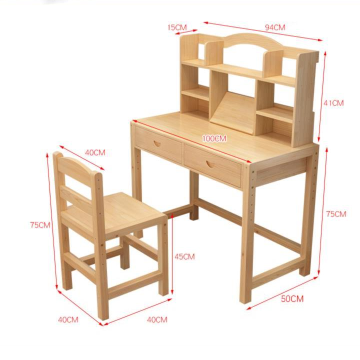 Bàn Ghế Kèm Giá Sách Dành Cho Học Sinh ,Sinh viên, Nhỏ Gọn Phù Hợp Với Nhiều Không Gian ,Đi Kèm Ghế Gỗ