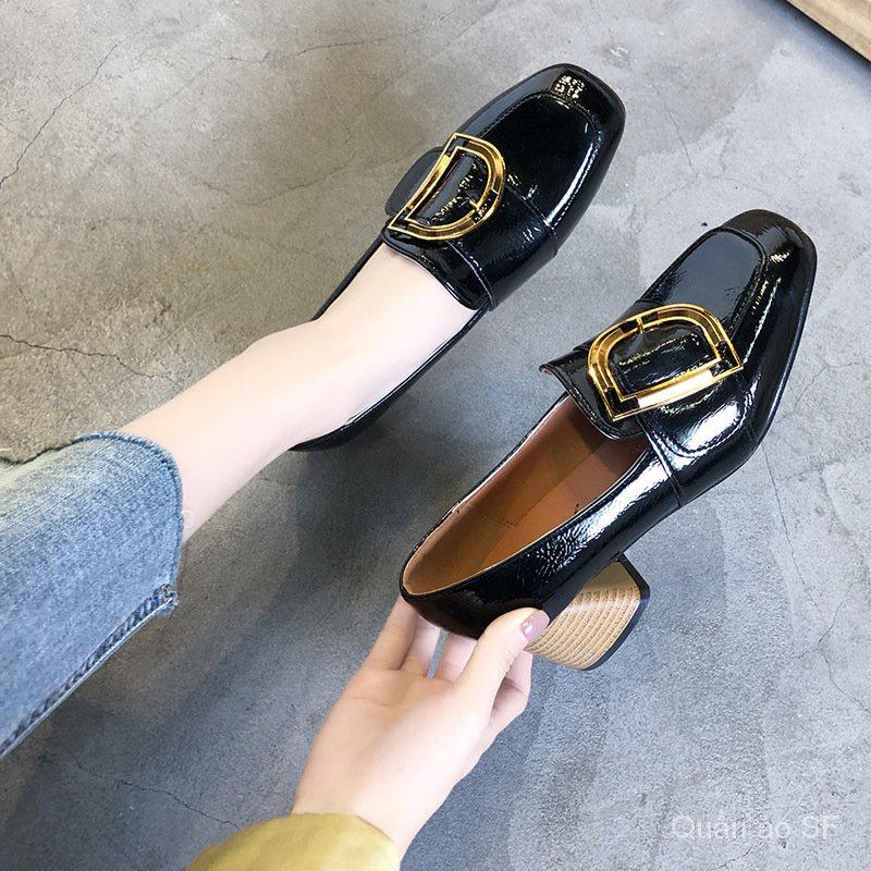 Giày Cao Gót Da Nữ Đế Vuông Thanh Lịch