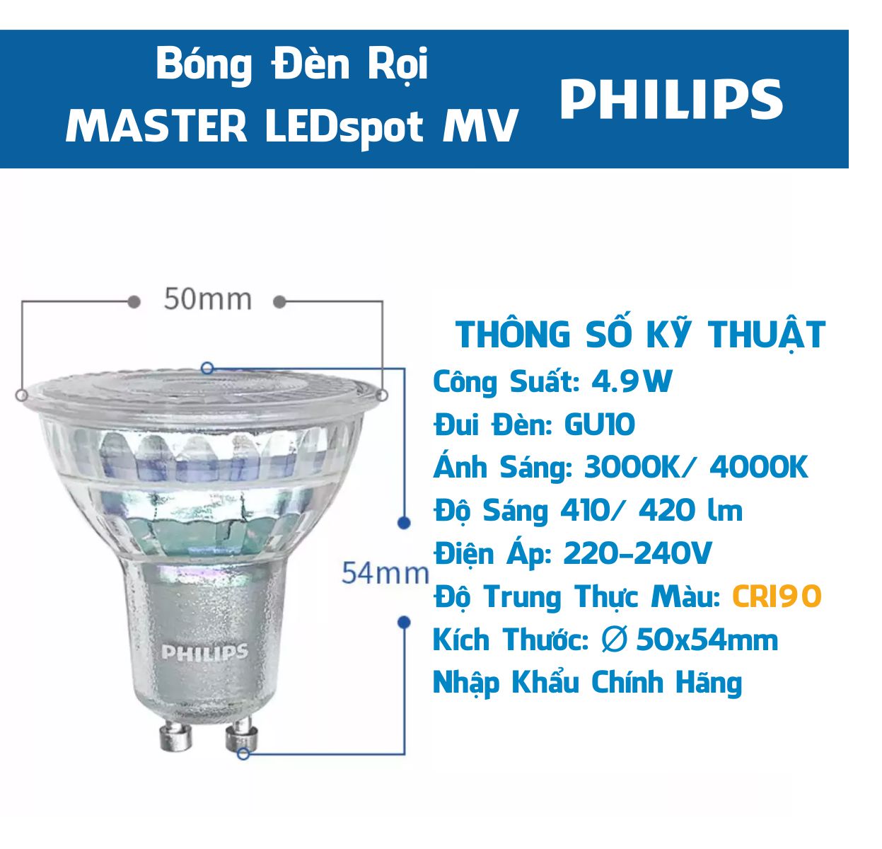 Bộ đèn Spotlight Master LED 4.9W PHILIPS - Thay thế hoàn hảo cho đèn Halogen truyền thống