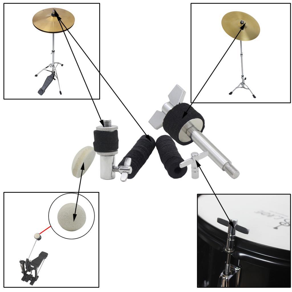 Drum Kit Parts Hi-hat Stand Screw+Drum Key+Cymbal Clutch+Pedal Beater Hammer Head+Cymbal Felt Pads
