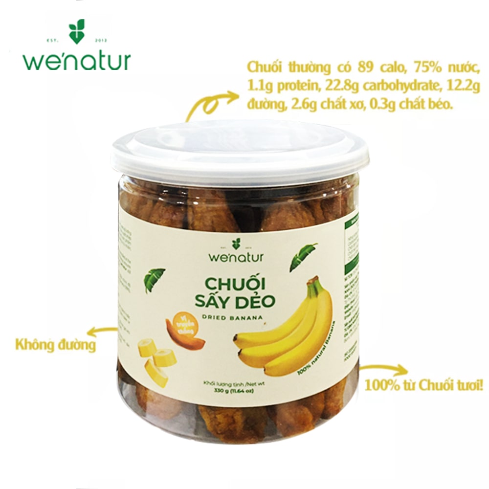 [Hàng Xuất Khẩu] Chuối Sấy Dẻo Ngọt Nguyên Chất we'natur 330g