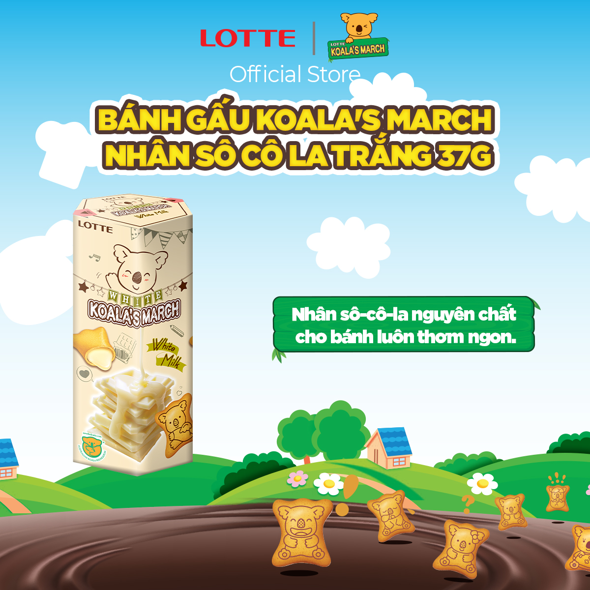 Combo 6 hộp Bánh gấu Koala's March nhân sô cô la trắng 37 g