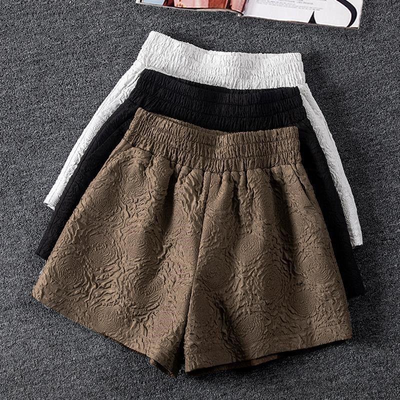 Quần Short Đùi Nữ Dập Nổi 3D Xốp Phồng CHIPY Cao Cấp Short Ống Rộng Sọt Lưng Thun Cạp Cao Sooc Ngắn Unisex Trắng Đen Xám