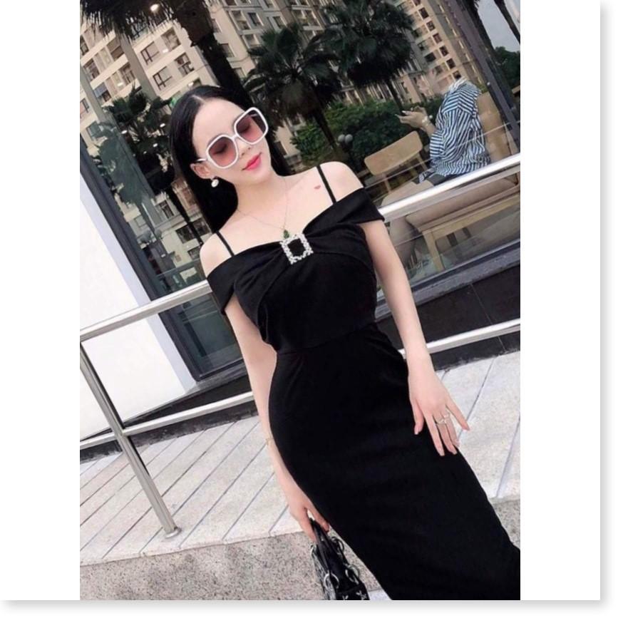 Đầm body 2 dây trễ vai cách điệu