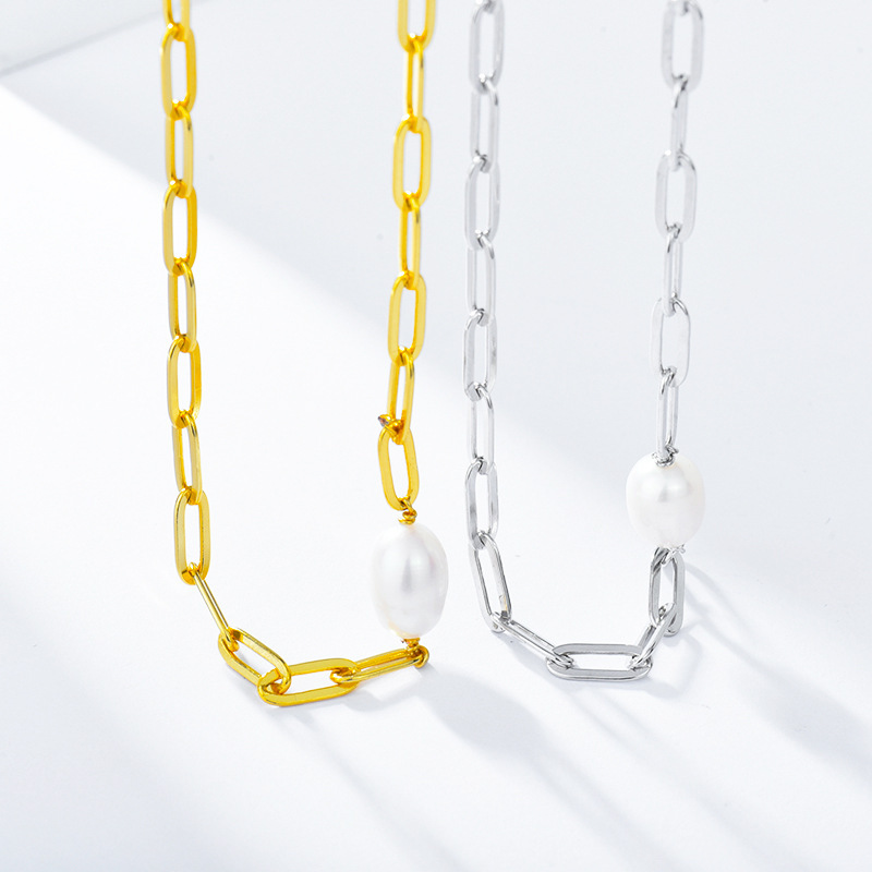 Dây chuyền vòng cổ thời trang mix hạt châu đơn giản cá tính punk rock Âu Mỹ