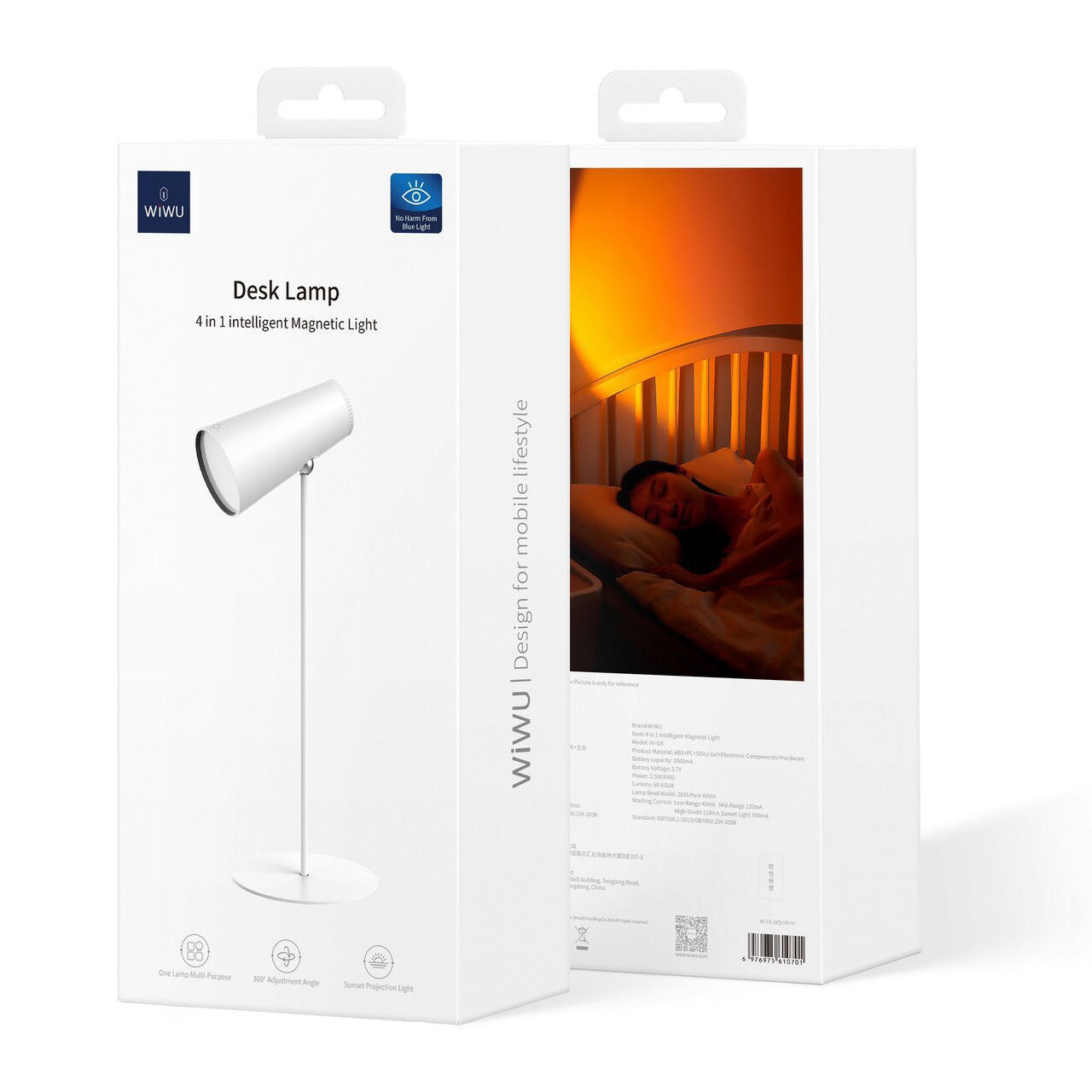 Đèn bàn học  đa năng 4 in Wiwu Desk Lamp Wi-D8 phù hợp để đọc sách, sản xuất, cắm trại hoặc sử dụng trong trường hợp khẩn cấp - Hàng chính hãng