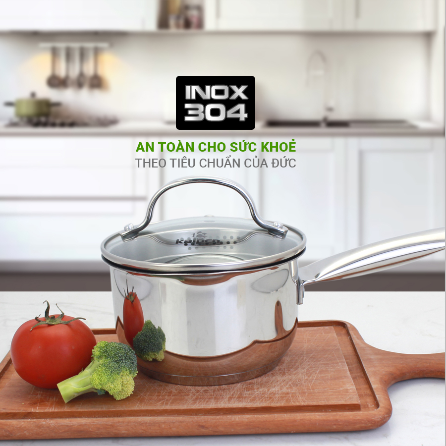 Quánh chống dính Inox 304 đáy 5 lớp Kalpen Lermat size 14cm chuẩn Đức