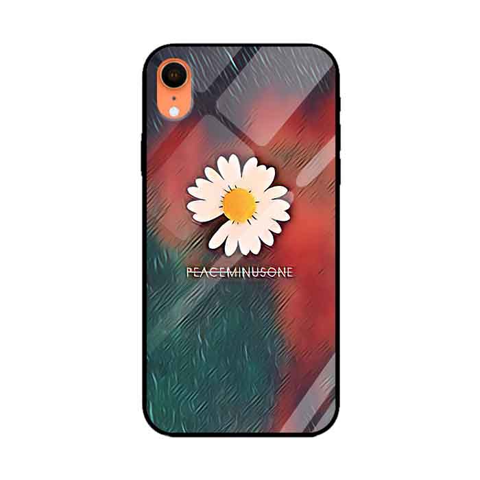Ốp lưng kính cường lực cho iPhone Xr Nền Hoa Cúc Nền Xanh Đỏ - Hàng Chính Hãng