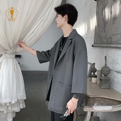 Áo Blazer Nam Form Rộng dài tay dáng unisex màu đen nâu phong cách Hàn Quốc