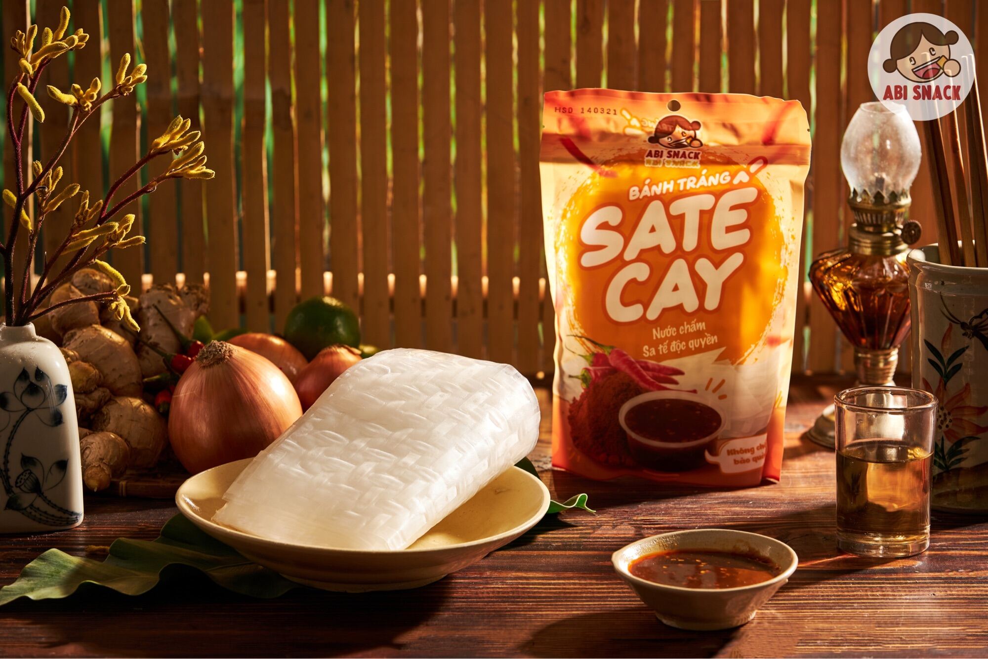 Bánh Tráng Sate Cay Vị Sốt Độc Quyền ABI SNACK