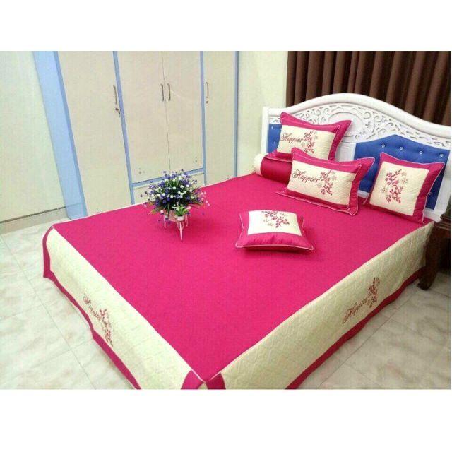 Set 3 món ga gối trần bông satin 2m×2m2