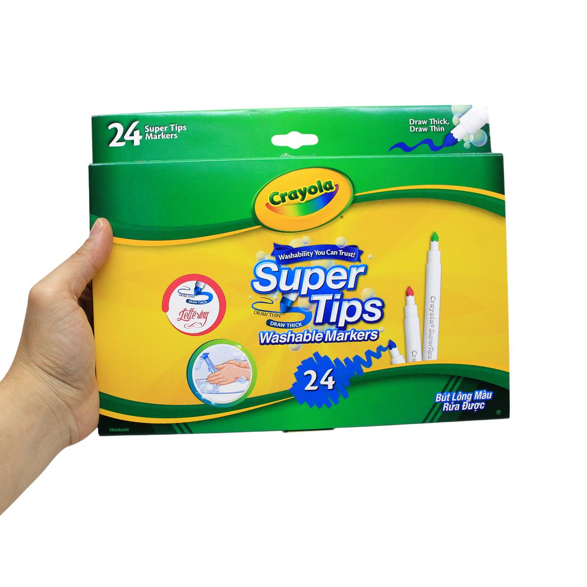 Hộp 24 Bút Lông Màu Rửa Được - Phiên Bản Mới Super Tips - Crayola 587505