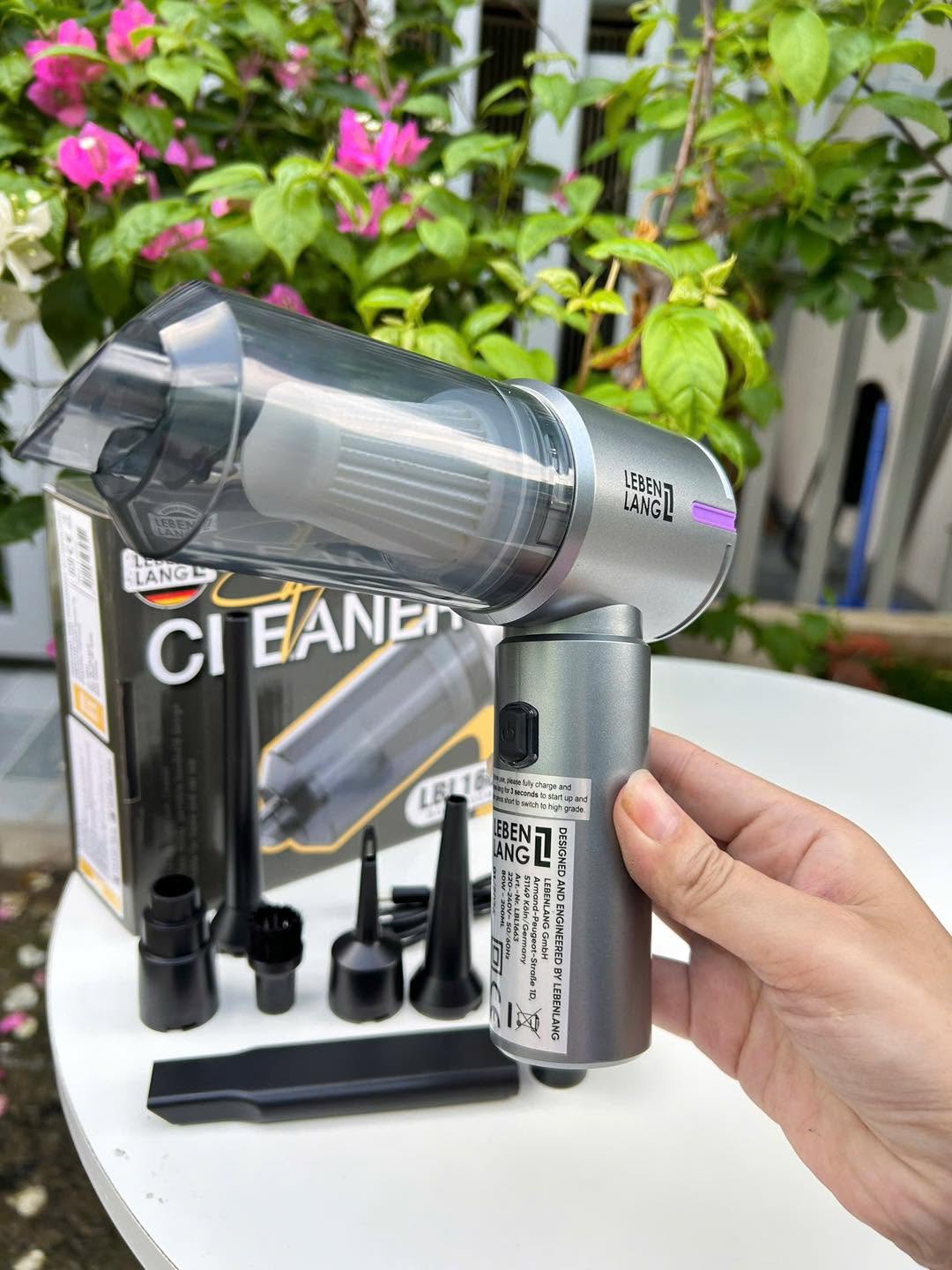 Máy hút bụi cầm tay mini không dây Lê Bên Làng LBL1663, tích hợp hút & thổi 2 trong 1, công suất 12000Pa, pin sạc 2000mAh cho 4h sử dụng - Hàng chính hãng