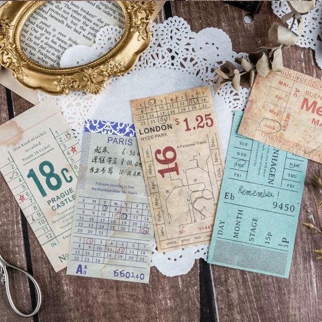 Mix 30 tờ ticket lớn trang trí kiểu cổ điển / vintage DiY