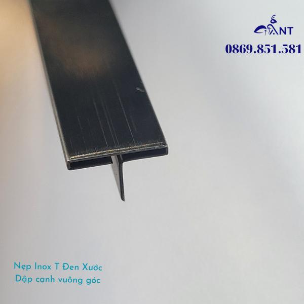 Nẹp T Inox 304 Đen Xước, nẹp inox chữ T bào chấn vuông cạnh, dày 0.8, thanh dài 2m44, dễ thi công