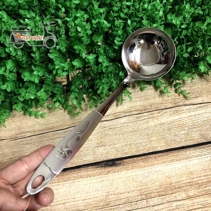 Muỗng Vá múc canh INOX cán Bông 32cm. Dụng cụ Muôi Muỗng Vá Sạn Xẻng Vợt dùng làm bếp chiên xào nấu