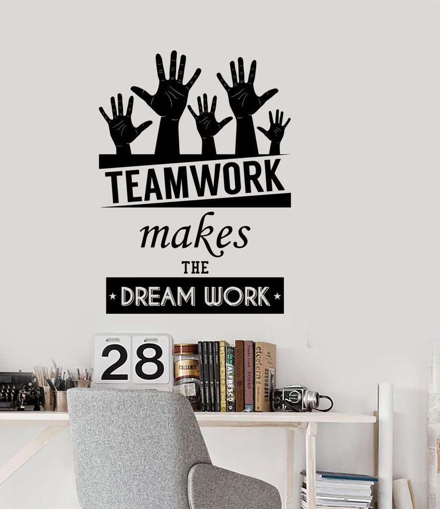 Decal dán tường chữ TEAMWORK truyền động lực trang trí sang trọng dán được kính, gỗ