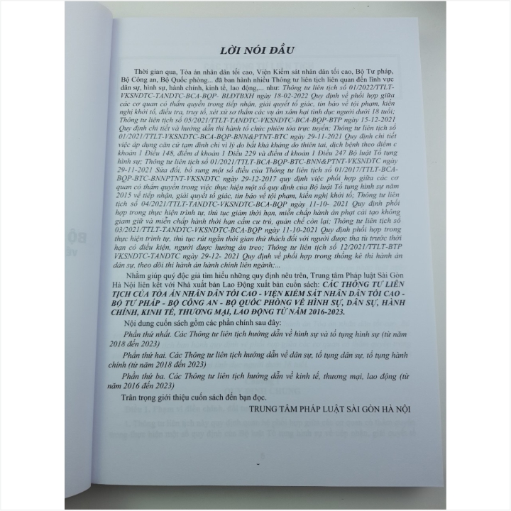Các Thông Tư Liên Tịch Của Tòa Án Nhân Dân Tối Cao - Viện Kiểm Sát Nhân Dân Tối Cao - Bộ Tư Pháp - Bộ Công An - Bộ Quốc Phòng Về Hình Sự, Dân Sự, Hành Chính, Kinh Tế, Thương Mại, Lao Động Từ Năm 2016-2023 (V2199D)