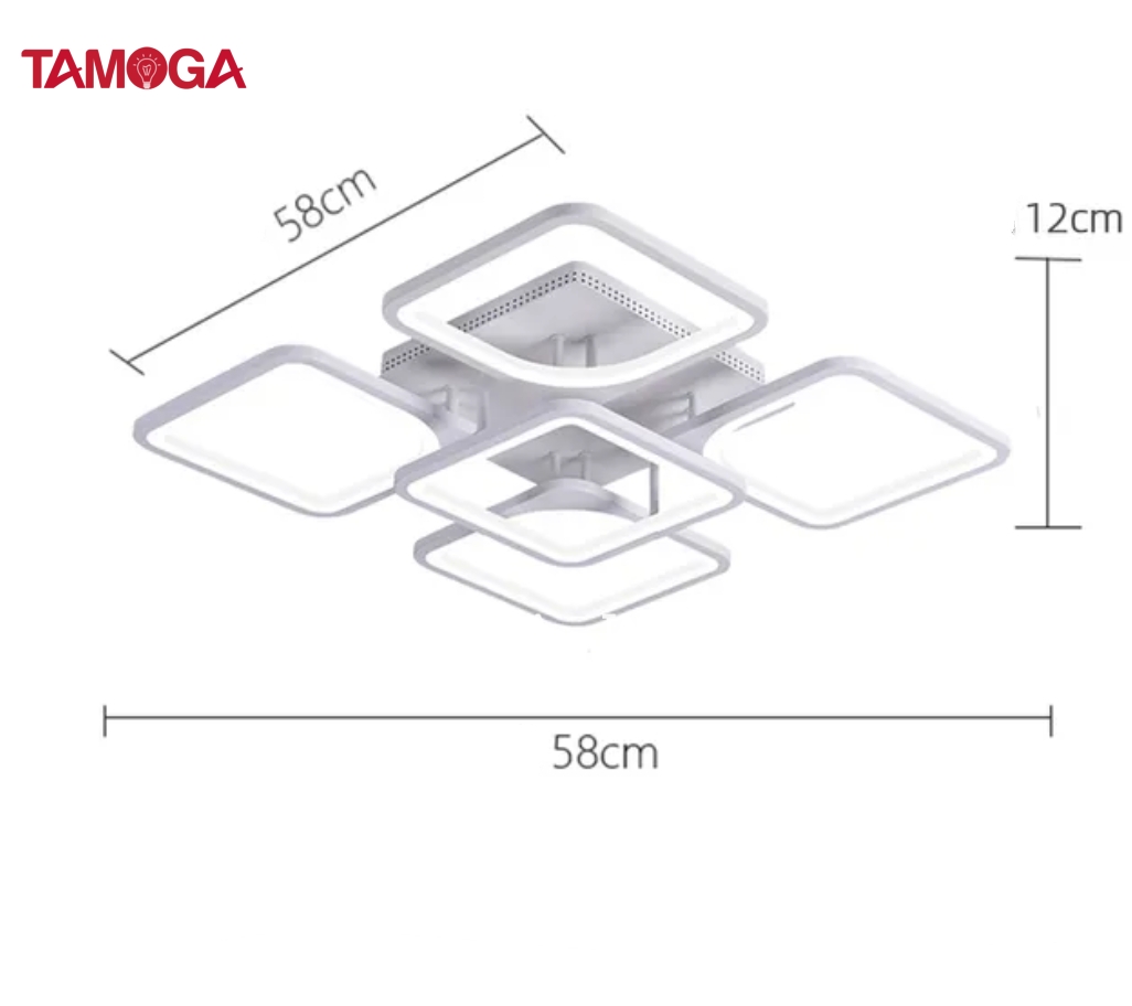 Đèn trần phòng khách 5 cánh vuôngTAMOGA HIZEL 101 + Tặng kèm khiển