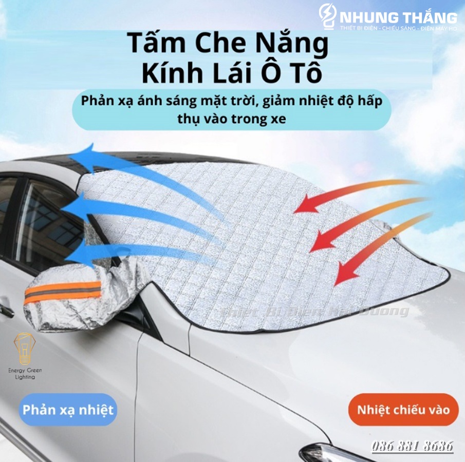 Bạt Phủ Che Nắng R-3943 - Chống Nóng,Cách Nhiệt Kính Lái , Phủ Gương Ô Tô Xe Hơi - 4 Lớp Tráng Bạc Cao Cấp - CÓ VIDEO