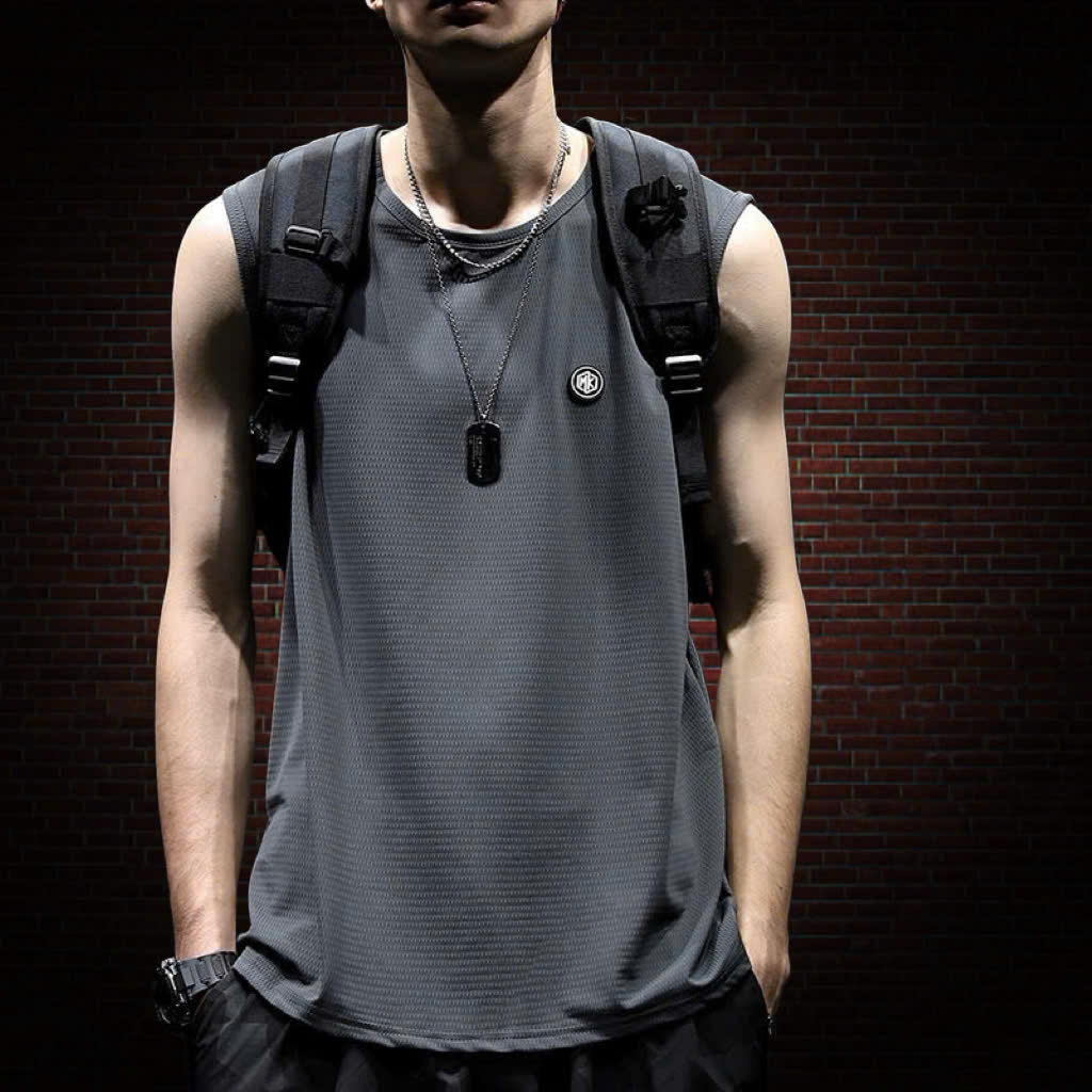 Áo thun ba lỗ nam nữ 2N Unisex in logo màu đen/xám/đen họa tiết
