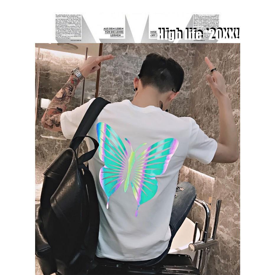 Áo Thun Nam - Nữ Phản Quang In hình Con Bướm 3, áo chất, đi đêm, đi phượt bao ngầu, nhìn đã mắt