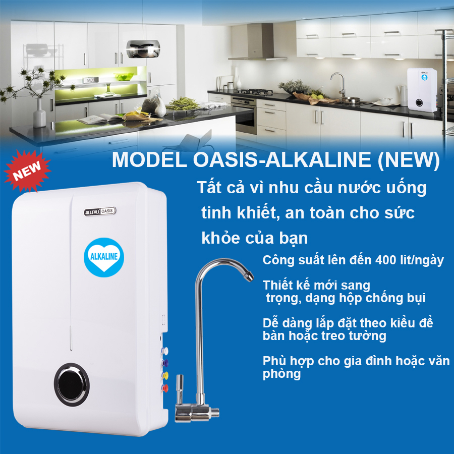 Máy lọc nước uống trực tiếp tạo kiềm Allfyll Thái Lan model Oasis-Alkaline (400 lít/ngày)