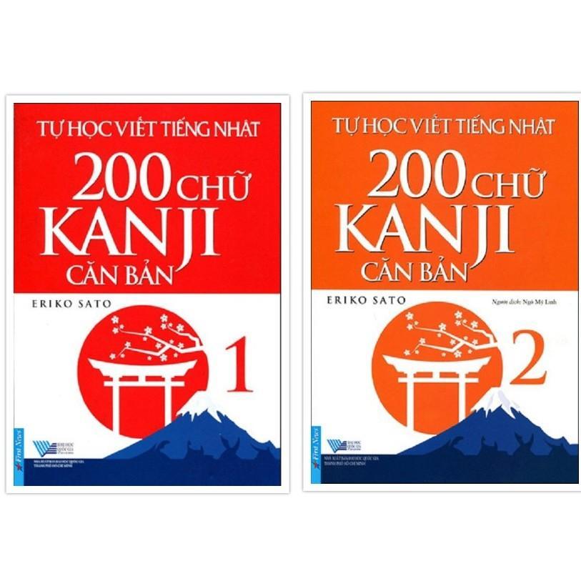 Combo Tự học viết tiếng Nhật 200 chữ Kanji căn bản tập 1 + tập 2 - Bản Quyền