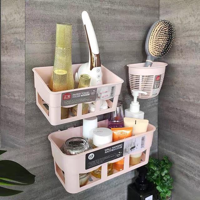 Kệ Nhựa Treo Tường Nhà Tắm K53, Nhà Bếp Dính Tường Chịu Lực Chắc Chắn Nhựa Chịu Lực